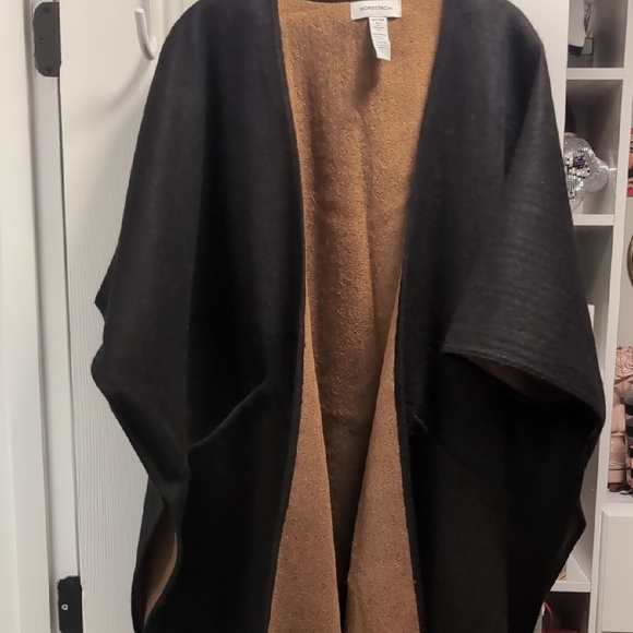 Nordstrom Black and Brown Wool Poncho - Picture 3 of 5